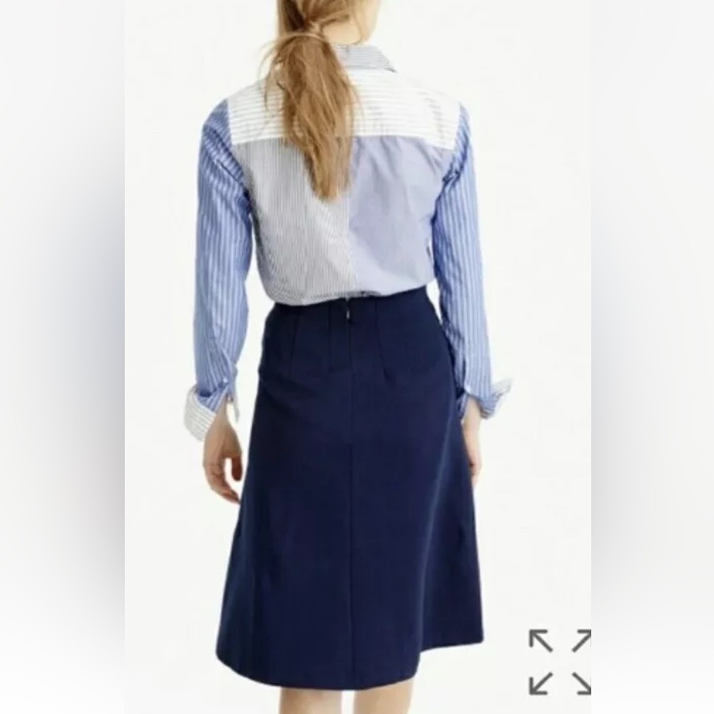 J. Crew Nautical Navy Blue Ponte Button Front A-Line Skirt Size 2